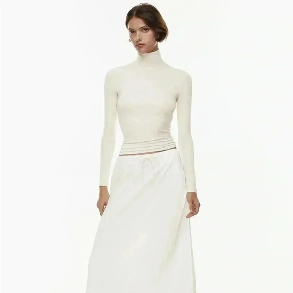 [L] Wilfred white Turtle  Neck Stretchy LS Modal Sweater - Picture 3 of 9